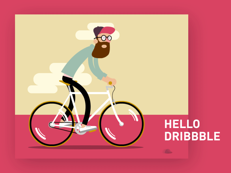 Hello Dribbble animation bike first shot illustration thanks