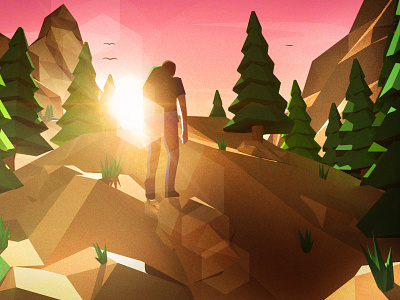 Hike 2d 3d environment illustration motion graphics summer