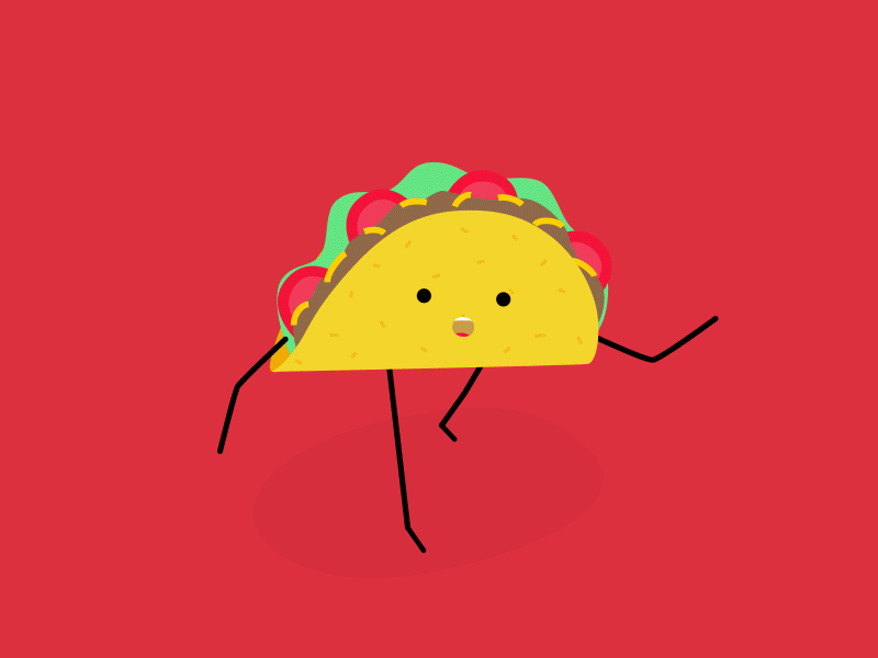 Clumsy Taco 2d after effects afx animation loop mexican taco walk