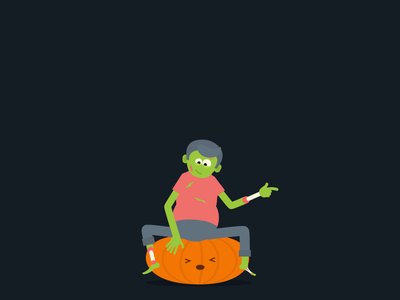 Bouncing Zombie 2d after effects animation bounce character animation gif halloween loop pumpkin