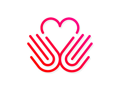 Hand + Heart brand branding flat icon identity logo logo design logotype symbol type typography vector