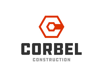 Corbel Construction 3d bolt brand branding coffee construction cube design flat hexagon hustle icon identity logo logo design nut symbol type typography vector