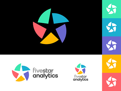Five Star Analytics analytic analytics branding chart charts colour data icon identity logo logo design logotype pie chart pie charts segments star stars symbol type typography
