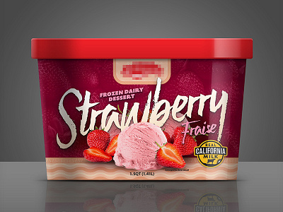 Strawberry - Ice Cream Container Design design ice cream illustrator mexican ice cream mockup photoshop product mockup product package strawberries strawberry flavor