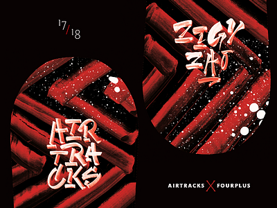 Zigy Zao airtracks brush calligraphy design fourplus graphic ink ivaylo nedkov lettering red snowboard studio