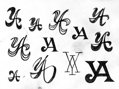 YA monogram bulgaria exlploration four plus ivaylo nedkov lettering logo monogram progress sketch typography