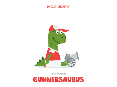Mascot Stickers - Gunnersaurus 2d animation arsenal art characters design flat gunners icon illustration logo motion motion graphic movie soccer stickers vector vector art