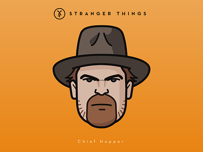 Faces Collection Vol. 03 - Stranger Things - Chief Hopper characters flat icon illustration logo movie netflix portrait stranger things tv serie vector