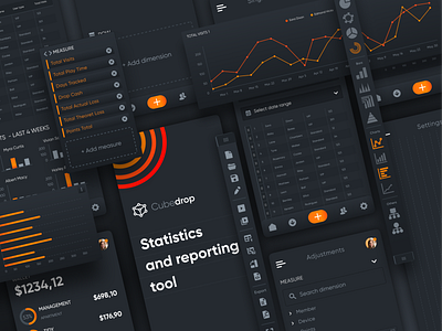 Data Analysis Platform - UI Elements 3 (Dark Theme) analysis app dark data design statistics ui ux