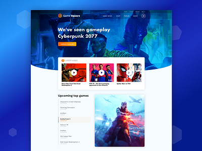 Game Portal Home Page blue design game landing orange page portal