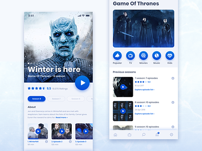Movie App GOT Edition app blue dark design game movie of thrones ui ux