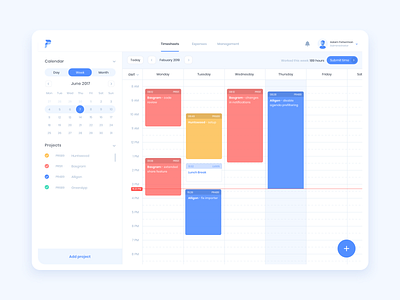 Timetracker App blue design timesheets timetracker ui ux