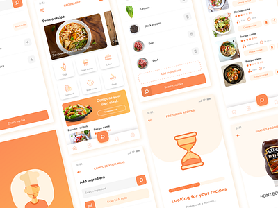 FREE - Recipe App Design Concept app design orange recipe recipe app ui ux