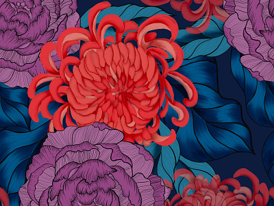 Chrysanthemum pattern design design graphic design illustration logo ui ux