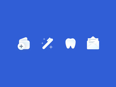 Dentist App Icons – Dently 3d 3d icons app app design apple dental design envelope iconset illustration medical minimal modern neomorphism tooth toothbrush ui user experience ux wallet