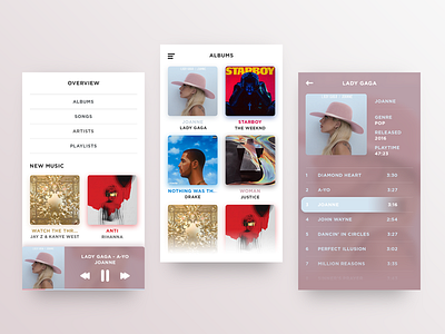 Music App Concept - Overview app clean colors concept flat light music ui ux web