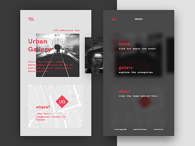 Urban Gallery – Event app blog cards clean interface ios journal light minimal sleek ui ux