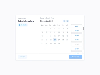 Schedule Demo Exploration animation clean design fields flow indicators inputs interaction light minimal modal modern scheduling ui ux web window