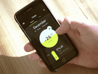 YelloStrom Flinto Prototype animation app black electricity energy flinto gif interface mobile ui usage yellow