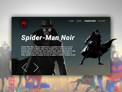 Spider-Man Noir animation design spider man ui ux web