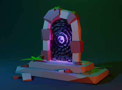 Portal In The Jungle - Low Poly 3D 3d 3d modeling blender graphic design illustration