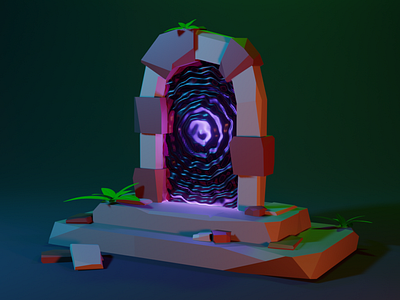 Portal In The Jungle - Low Poly 3D