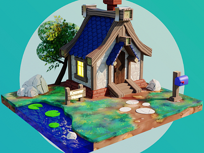 Little Cute House - Low Poly 3D 3d 3d modeling blender graphic design illustration