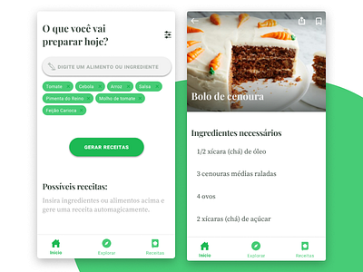 Recipe Generator flat food material minimal mobile recipe ui