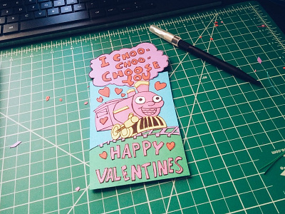 I Choo- Choo- Choose You Valentine card craft i love lisa paper cut art ralph the simpsons valentine valentines day