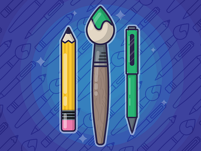 The Essentials artist blue essentials flat green illustrator paintbrush pattern pen pencil purple vector