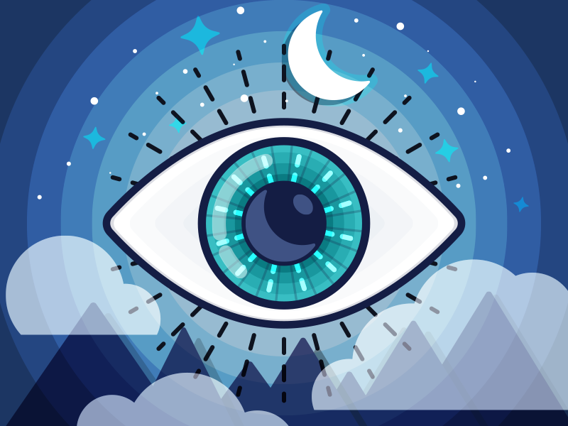 Dreamer sketch illustration illustrator vector clouds mountains moon eye archetype dreamer