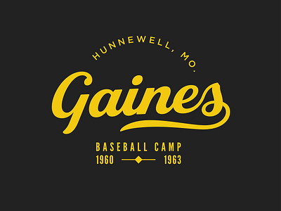 Gains Baseball Camp T-Shirt badge baseball branding design logo retro t shirt