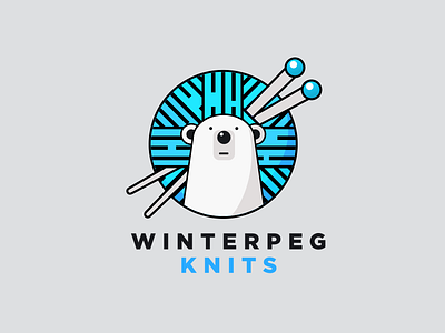 Winterpeg Knits Logo badge branding knitting logo polar bear