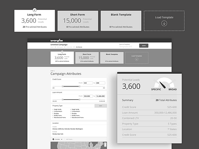 Campaign Builder Wireframes for LendingTree admin app dashboard management ui ux webapp webdesign website wireframe