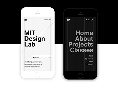 MIT Design Lab Mobile Preview aktiv grotesk design homepage menu mit navigation research typography web web design wip