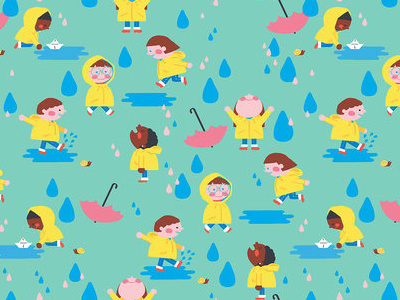 Yellow Raincoat Society Pattern illustration pattern surface design