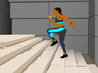 Sports art digitalart illustration jogging sports woman yoga