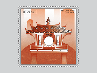 Stamp 1_Hanoi architecture cities hanoi illustration stamp travel vietnam