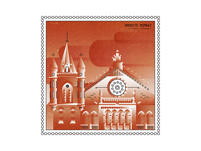 Mumbai CST architecture cities illustration india logo mark mumbai stamp station travel type