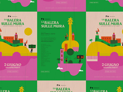 Sulle Mura Poster concert dance event illustration italym piacenza music poster summer