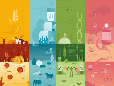 Newlat | 4 planets farm food illustration italy milk pasta planet plant playground world