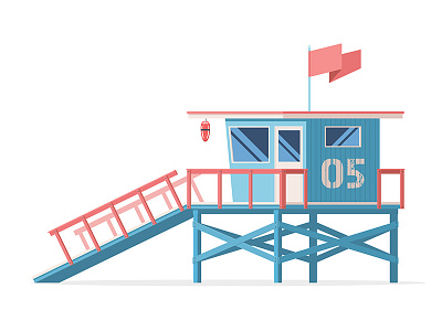 Coast Guard Station beach flat guard icon illustration station summer