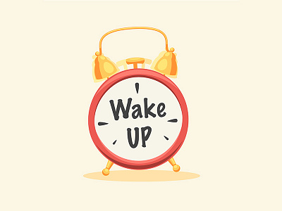 Wake Up Sign alarm cartoon clock flat fun icon sign