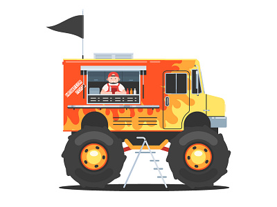 Monster Food angry flat food truck fun illustration monster sign truck vector
