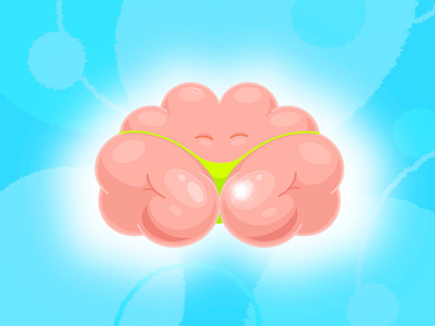 🧠➕🍑 booty brain cartoon funny gym illustration procreate strong train