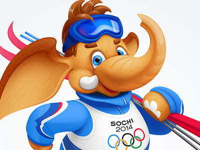 Olympic Mammoth character mammoth mascot olympic ski sochi 2014 vector
