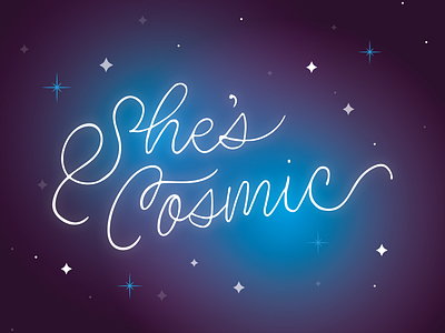 she's cosmic! design flourish glow handlettering illustration jamiroquai lettering monoline music script space type typography vector