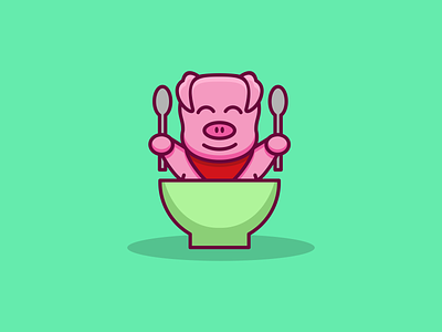 Cute Pig Design Logo