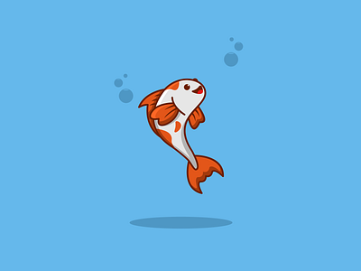 Cute Koi Fish Design Logo