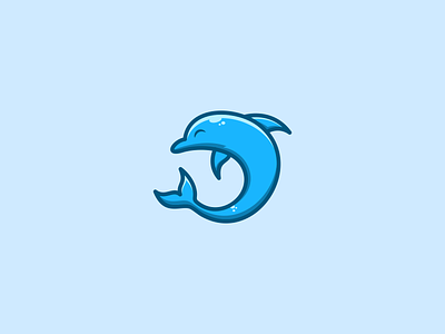 Cute Dolphin Logo animal app branding cute design dolphin dolphin design fish graphic design illustration logo typography ui ux vector
